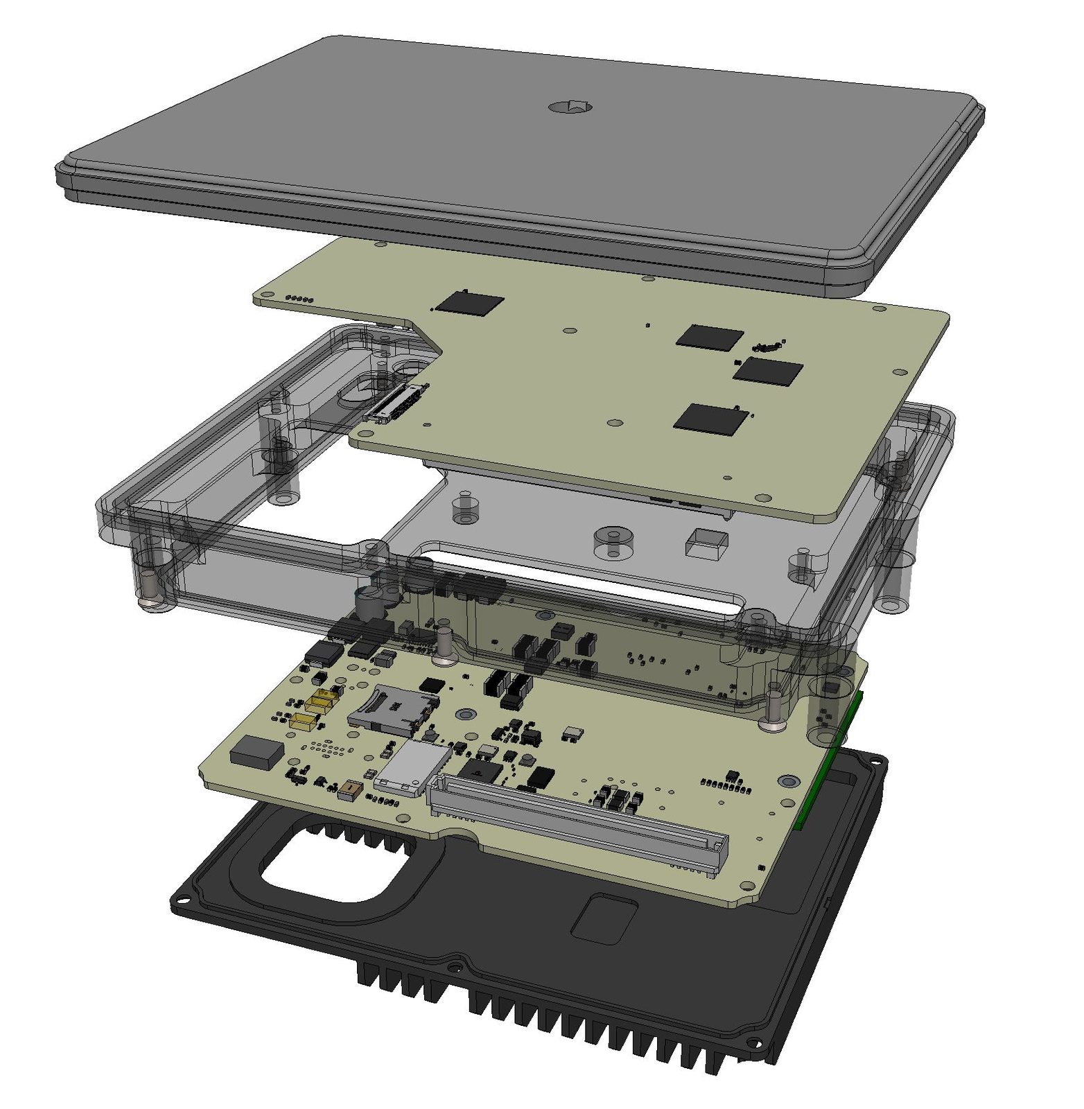 Exploded view of imaging radar hardware stack